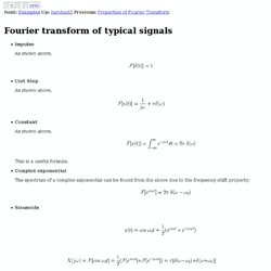 Fourier transform of typical signals