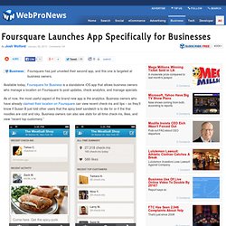 Foursquare Launches App Specifically for Businesses