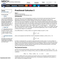 Fractional Calculus I