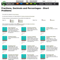Fractions, Decimals and Percentages - Short Problems