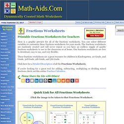 Printable Fractions Worksheets for Teachers