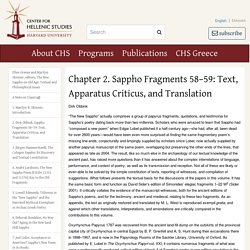 2. Dirk Obbink, Sappho Fragments 58–59: Text, Apparatus Criticus, and Translation