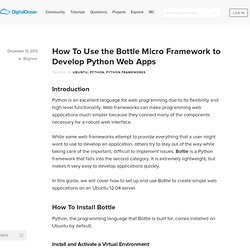 How To Use the Bottle Micro Framework to Develop Python Web Apps