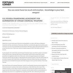 U.S./Russia Framework Agreement For Elimination Of Syrian Chemical Weapons
