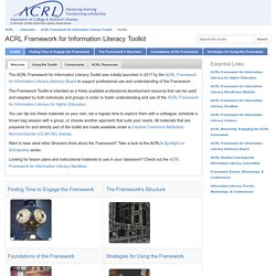 Toolkit - ACRL Framework for Information Literacy Toolkit - LibGuides at ACRL