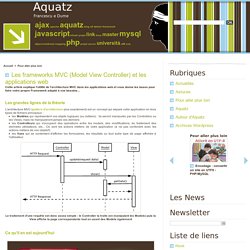 Les frameworks MVC (Model View Controller) et les applications web