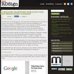 6 meilleurs Frameworks HTML5/CSS3 pour des présentations Slideshow