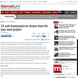 32 web frameworks to choose from for your next project