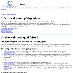 Franc-parler - Fiche : Créer un site web pédagogique : pour quoi faire ?