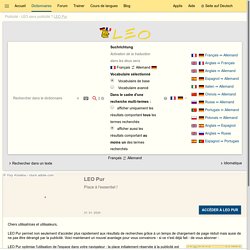 Français ⇔ Allemand Dictionnaire - leo.org: Retour aux forums
