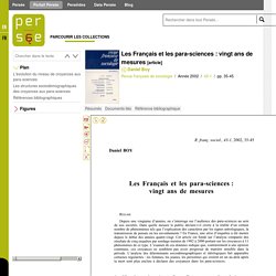 Les Français et les para-sciences : vingt ans de mesures
