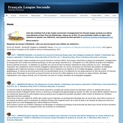 Français Langue SecondeMaster - Français Langue Seconde