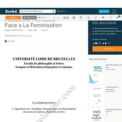 Academie Francaise Face a La Feminisation