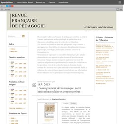 Revue française de pédagogie - Recherches en éducation