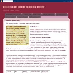 Histoire de la langue française "Etapes": Très ancien français.- Phonètique, grammaire et emprunts