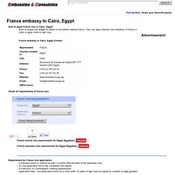 France embassy in Cairo, Egypt, France visa Cairo, France visa requirements