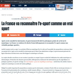 La France va reconnaître l’e-sport comme un vrai sport