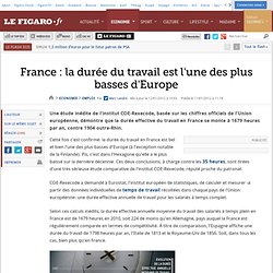 Emploi : France : la durée du travail est l'une des plus basses d'Europe
