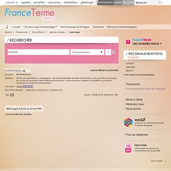 Définition de "numérique" / FranceTerme