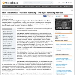 How To Franchise: Franchise Marketing - The Right Marketing Materials