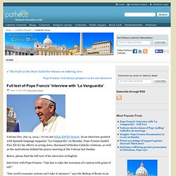 Full text of Pope Francis’ Interview with ‘La Vanguardia’