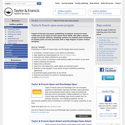 Taylor & Francis Author Services - Taylor & Francis open access program