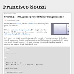 Creating HTML 5 slide presentations using landslide