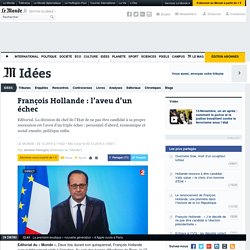 François Hollande : l’aveu d’un échec