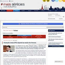 François Lamy (PS) répond au maire de Sevran.