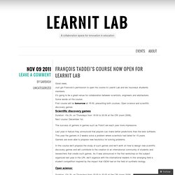 François Taddei’s course now open for Learnit Lab « Learnit Lab