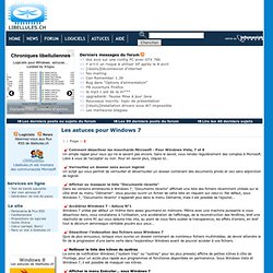 Les astuces pour Windows Seven - Portail francophone d'informatique . libellules.ch