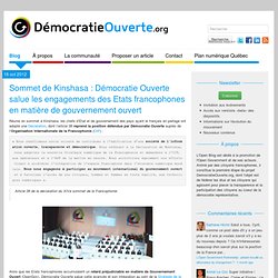 Sommet de Kinshasa : Démocratie Ouverte salue les engagements des Etats francophones en matière de gouvernement ouvert