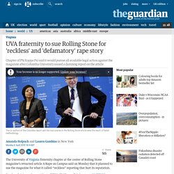 UVA fraternity to sue Rolling Stone for 'reckless' and 'defamatory' rape story