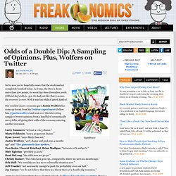 Odds of a Double Dip: A Sampling of Opinions. Plus, Wolfers on Twitter