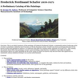 Frederick Ferdinand Schafer Catalog, Home Page