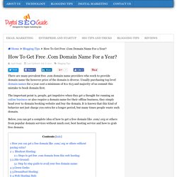 How To Get Free .Com Domain Name For a Year