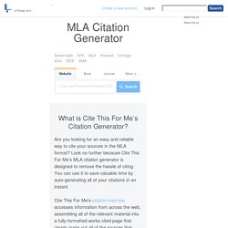FREE MLA Format Citation Generator
