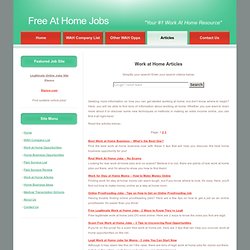 Free At Home Jobs - Work at Home Articles