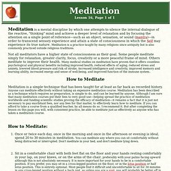 Free Lessons on Meditation