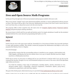 Free and Open Source Math Programs - IMHO