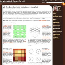 Free Printable Math Games