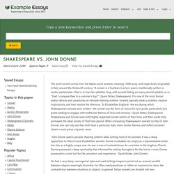 FREE Shakespeare vs. John Donne Essay