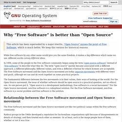 Pourquoi l'expression « logiciel libre » est meilleure qu'« open source » - Projet GNU
