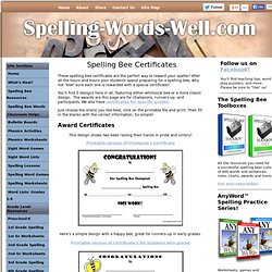 Free Spelling Bee Certificates