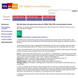 ESL free talk show roleplay lesson plan
