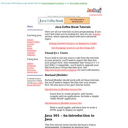 Free Java tutorials from the Java Coffee Break