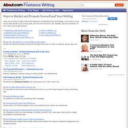 Freelance Writing, Promoting and Marketing Your Writing