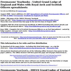 Freemason intelligence service Yearbooks - latest Grand Lodge of England