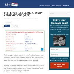 61 French Text Slang and Instant Messaging Shortcuts