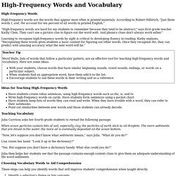 High-Frequency Words and Vocabulary